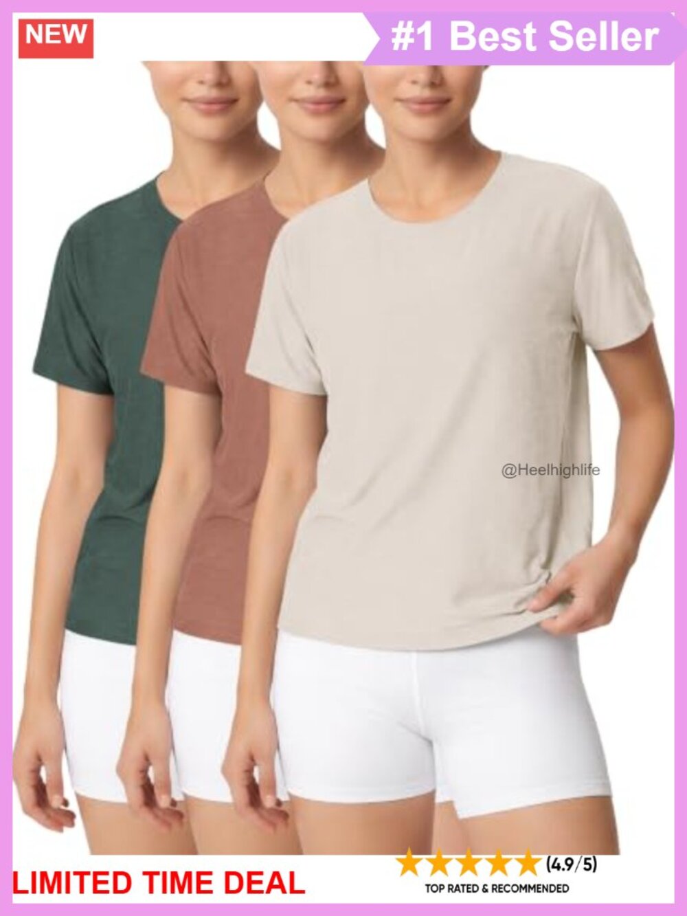 Women's Ultra Soft Performance Crew Neck Relaxed Fit Short Sleeve Tee UPF 50+